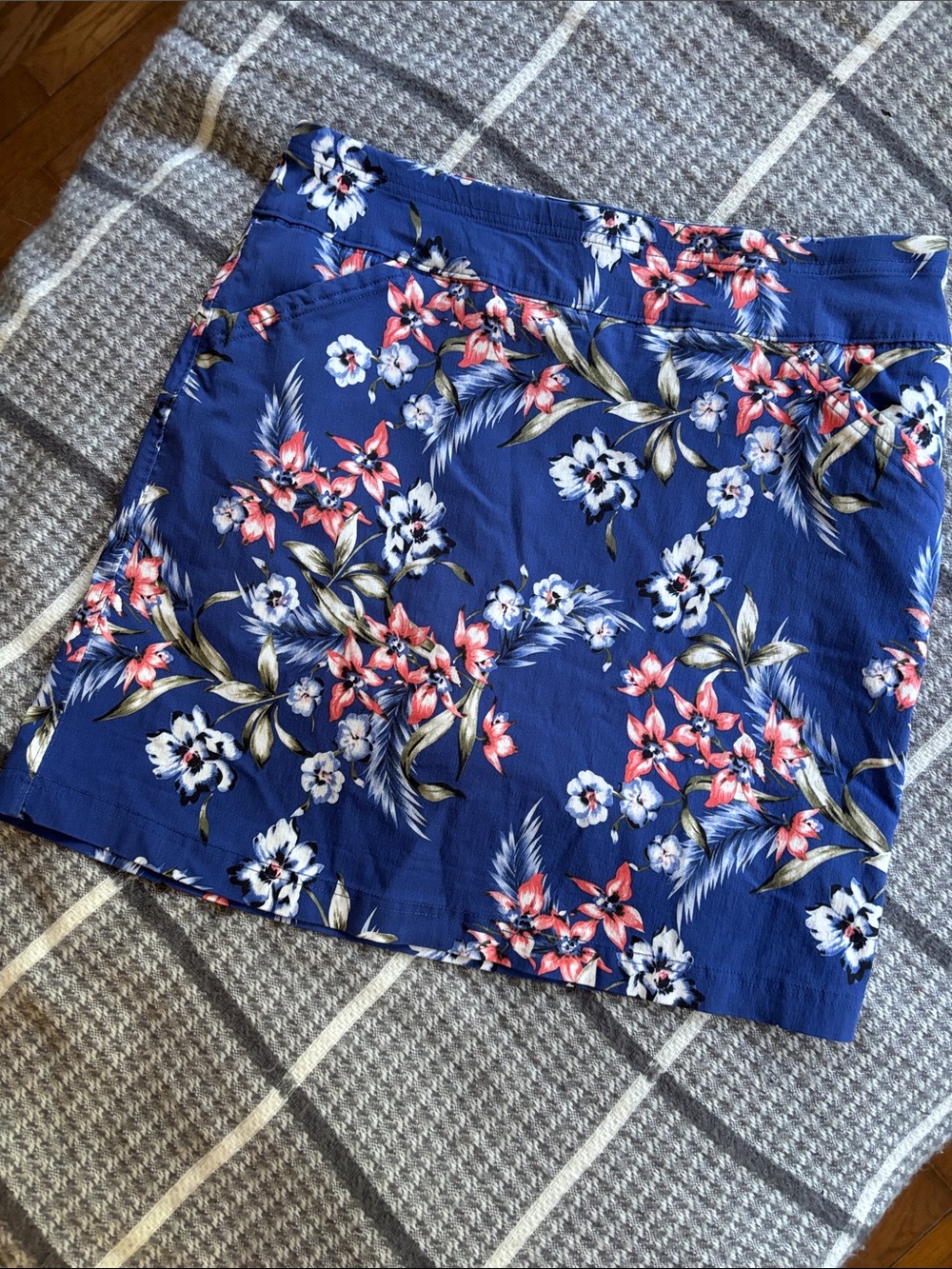 Mario Serrani Navy Floral Pull-On Skort with Pink & White Blooms